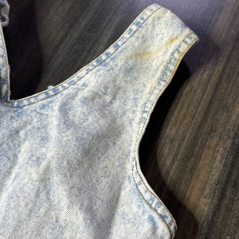 Vintage Kids Denim Acid‎ Wash Shortalls Jumper Overalls Size 8